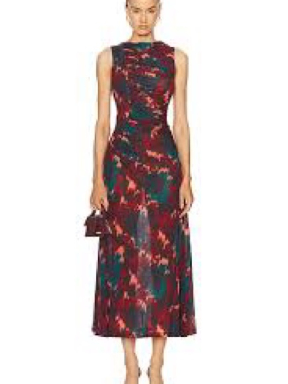 Ulla Johnson Sleeveless Floral Maxi Dress in Burgundy and Teal